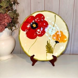 Clay Art StoneLite Hand Painted "Poppies" Replacement Piece 10.5" Dinner Plate